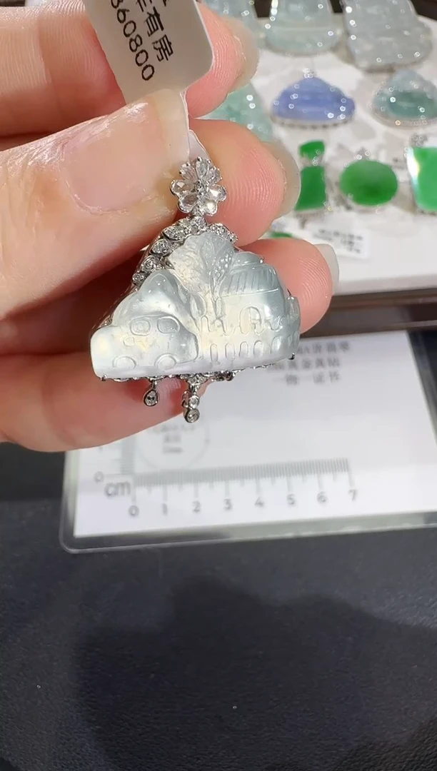 吊坠(不含链)18K金镶嵌翡翠【源头工厂】18k金镶嵌