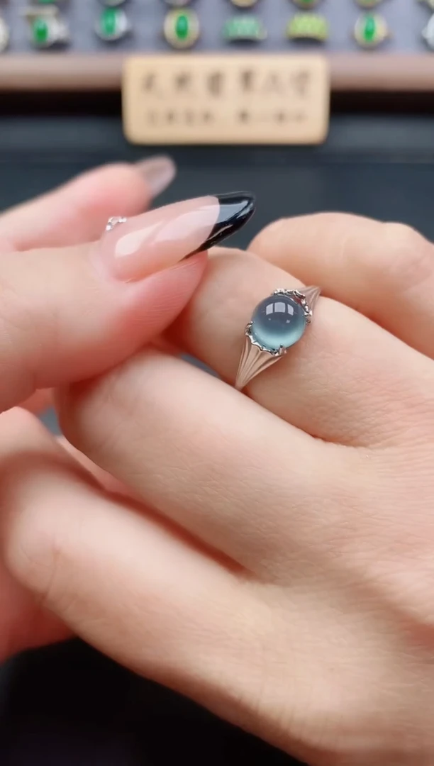 银S925镶嵌戒指翡翠1