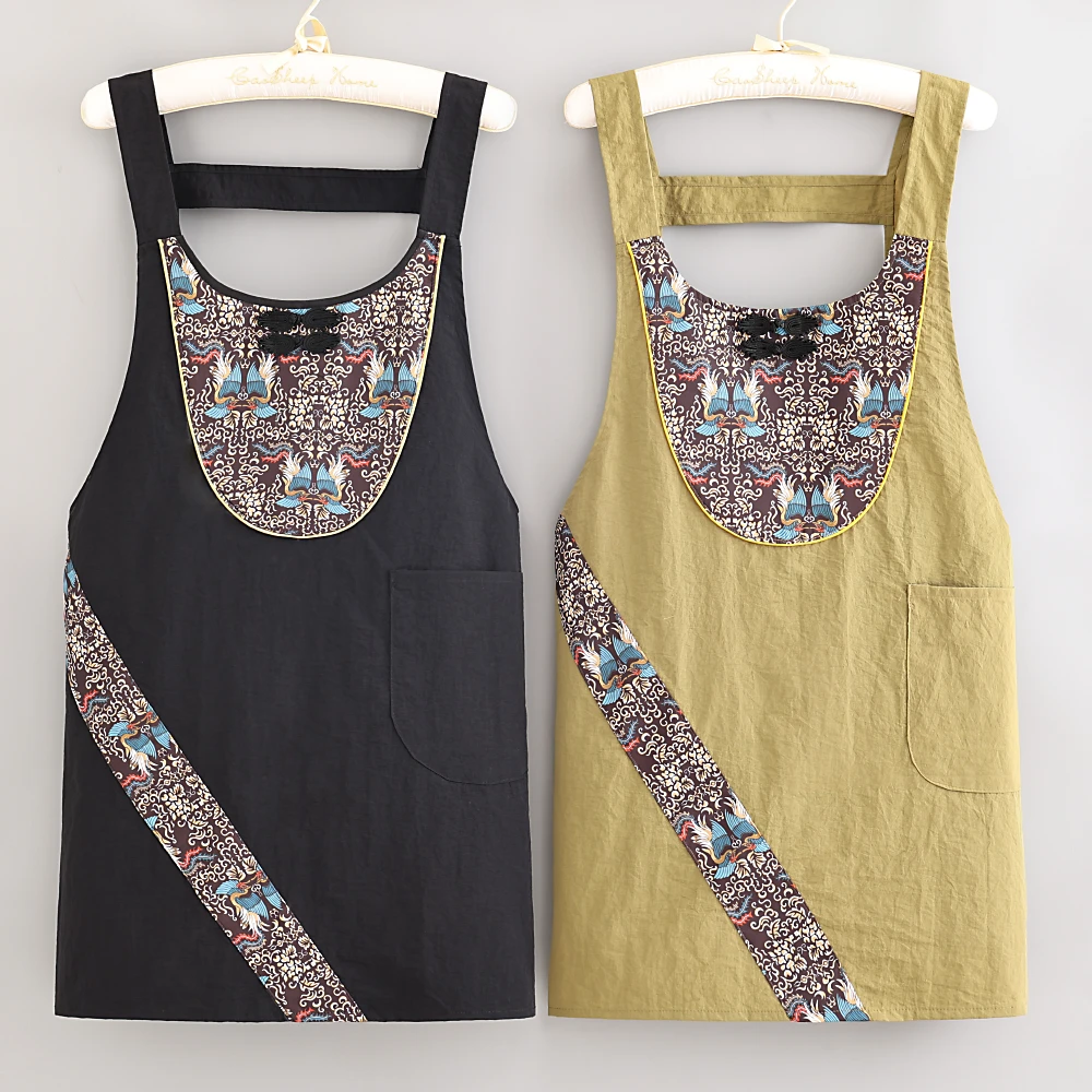 25年舒适透气防污耐脏家用做饭工作服餐饮上班围裙男女中式罩衣