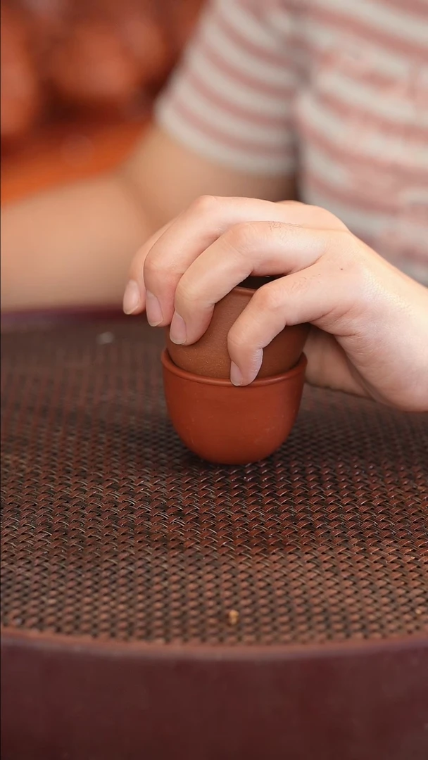 茶壶紫砂随*四个大红袍小口杯