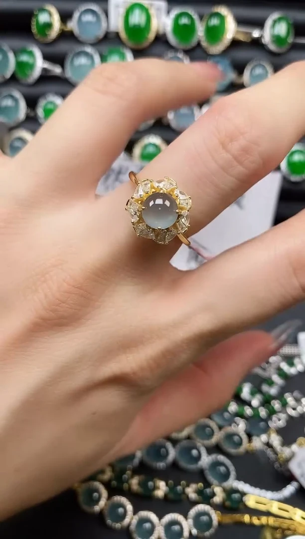 翡翠戒指银S925镶嵌111111