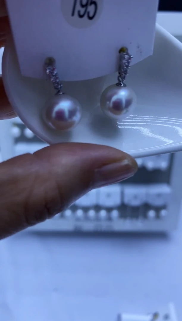 银S925镶嵌耳饰淡水珍珠195