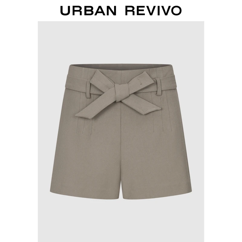 UR2025夏季新款女装时尚复古简约通勤风腰带短裤UIS650014
