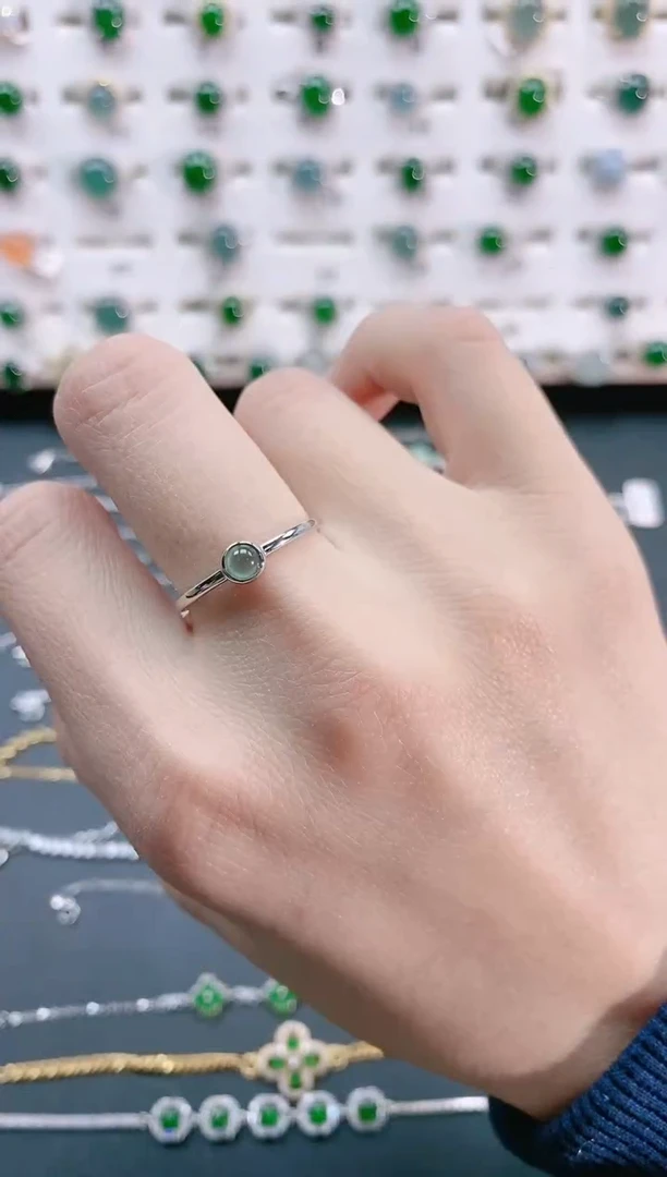 【闪购商品】翡翠戒指银S925镶嵌天然翡翠