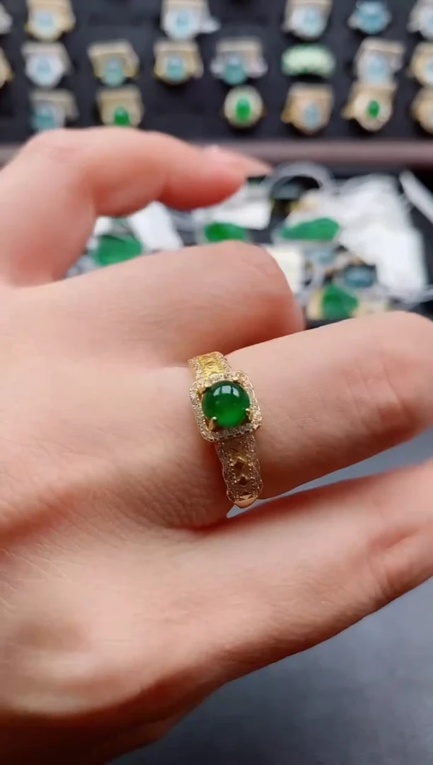 银S925镶嵌戒指翡翠1