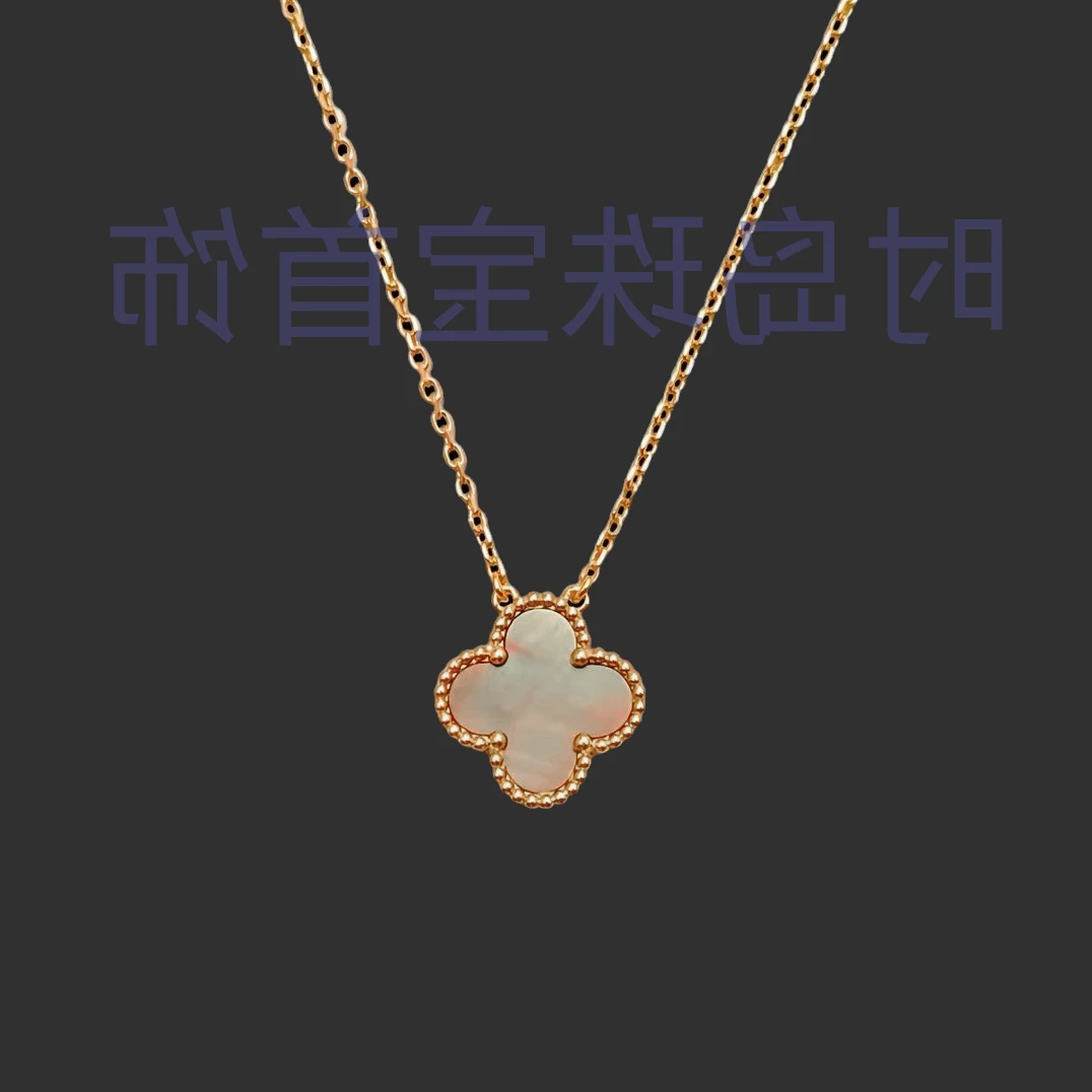 时岛925银天然灰贝母四叶幸运单花项链（多样性发其一）