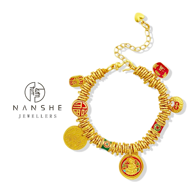 NANSHE/南奢 新中式吉言盘缠财神时尚手链L679