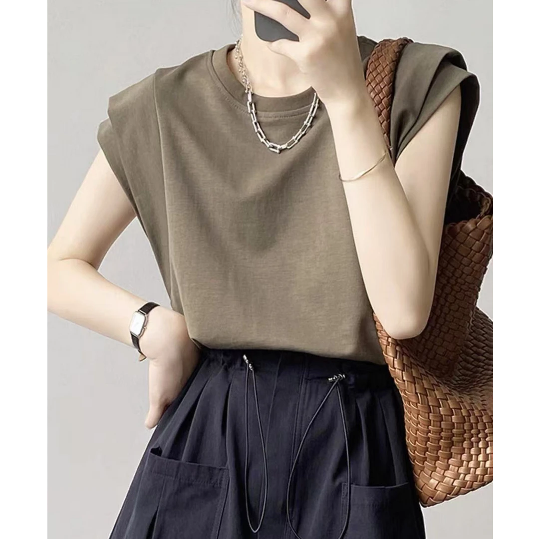 【小飞袖显瘦套装】夏季减龄百搭清凉宽松T恤女+A字工装裙半身裙