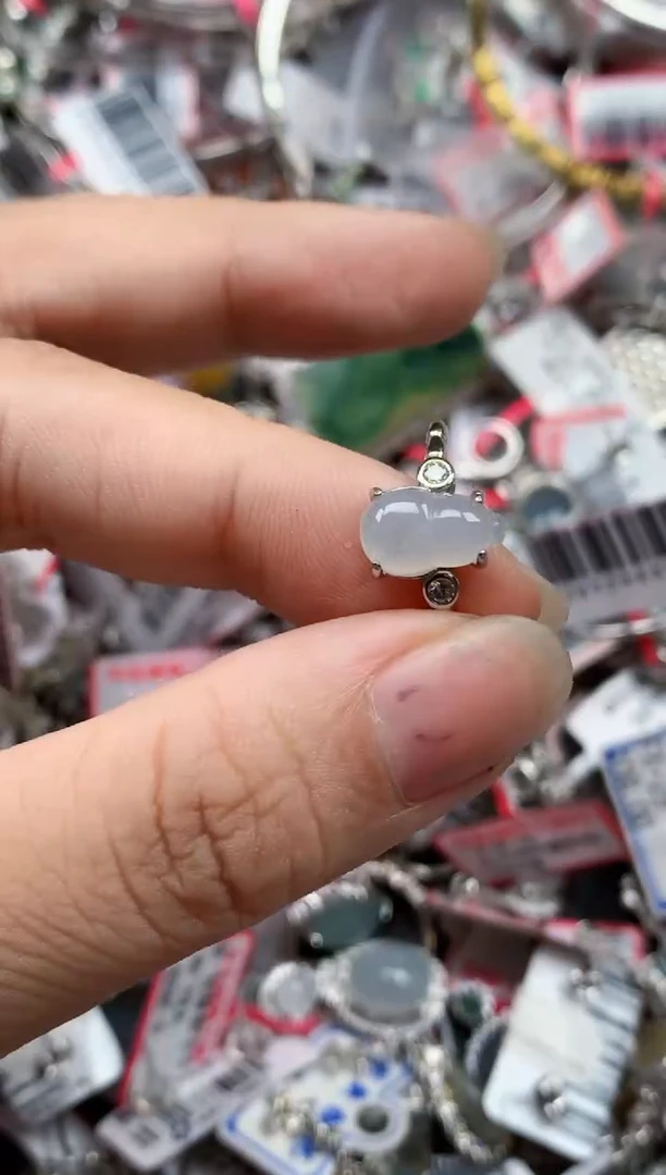 银S925镶嵌戒指翡翠天然A货缅甸翡翠