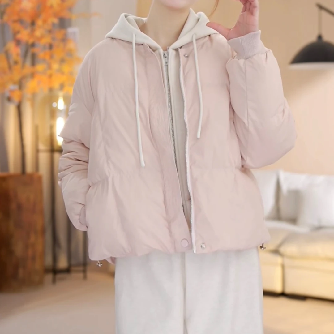 【海菜小个子】冬新款百搭宽松韩版休闲长袖纯色短款棉服-YJ1105