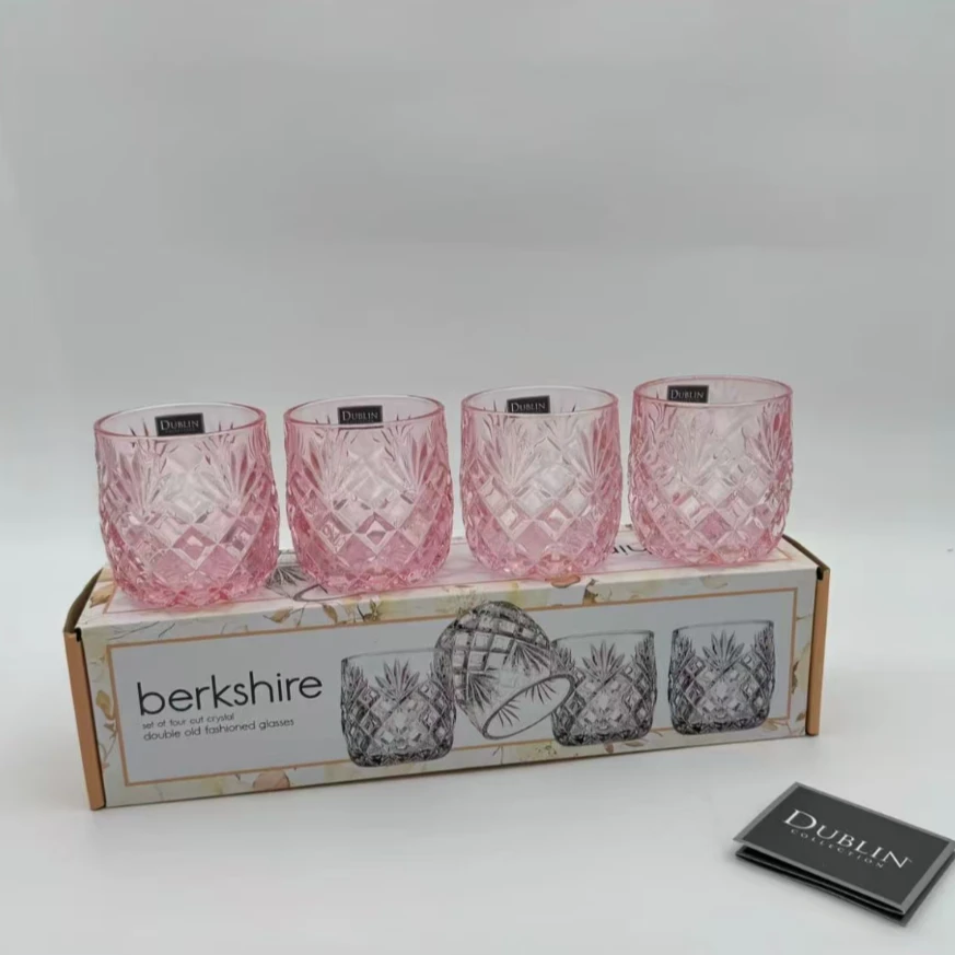 （4只装）粉色都柏林锤纹茶杯耐热扳指杯家用功夫茶具水杯个性茶杯