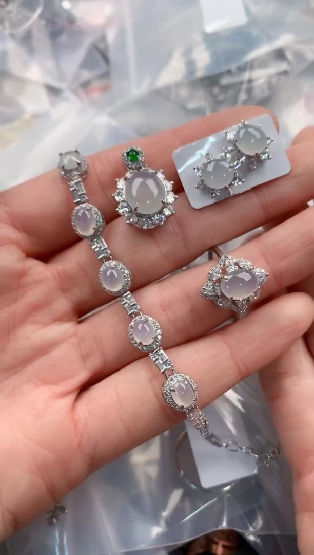 银S925镶嵌戒指翡翠666   4