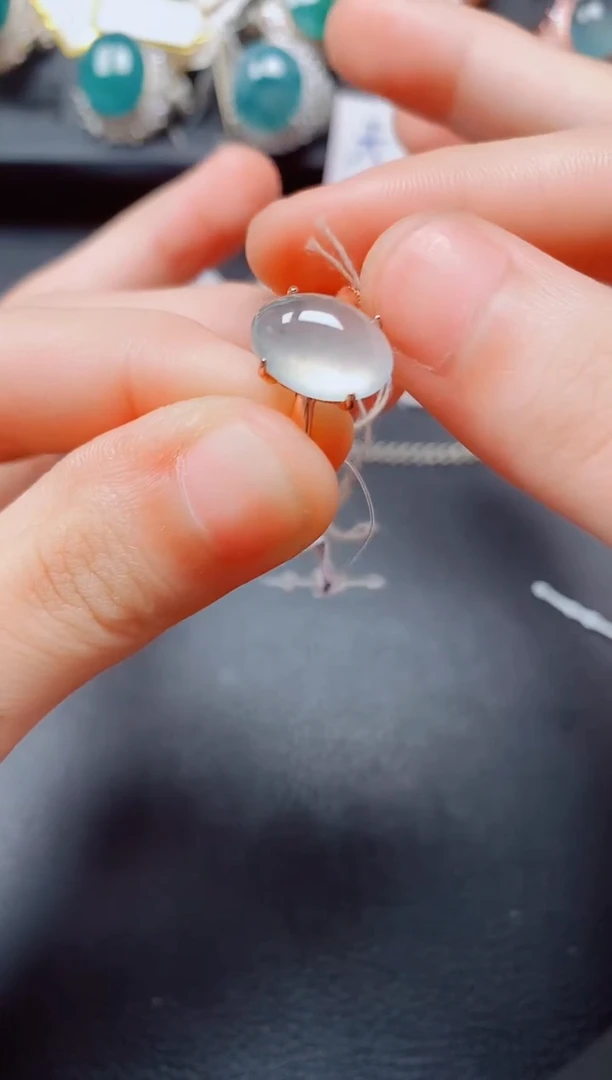 翡翠戒指银S925镶嵌翡翠