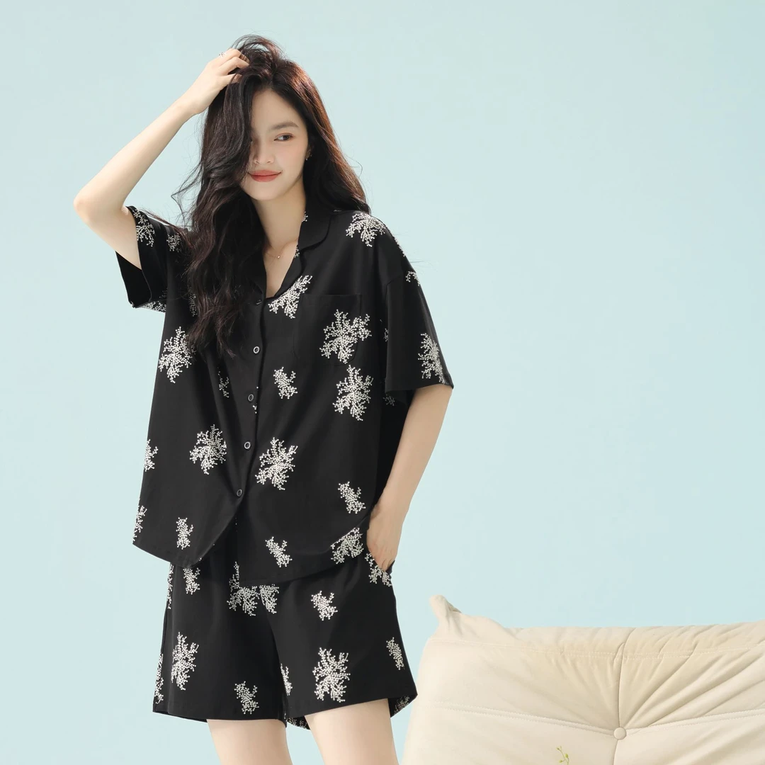 La seule【SNOW】夏季纯棉女士睡衣套装7A抗菌新疆棉全棉外穿家居服