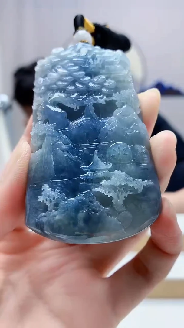 未镶嵌定制翡翠5060zm-毛货挂件山水61