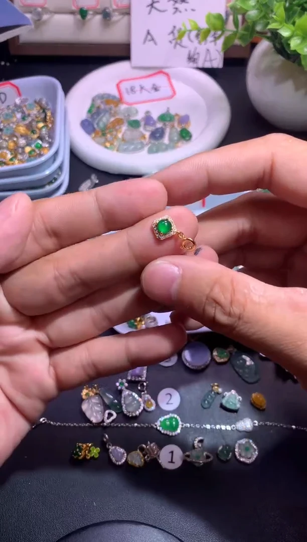 翡翠银S925镶嵌吊坠(不含链)1