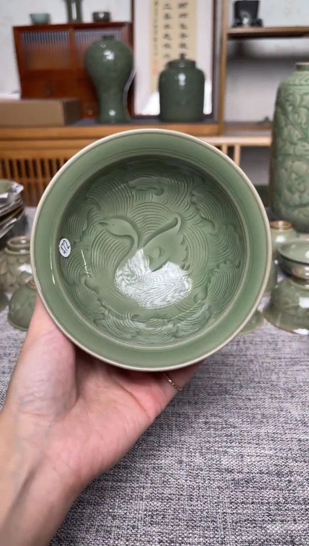 陶瓷472耀州窑纯手工宋式斗笠碗