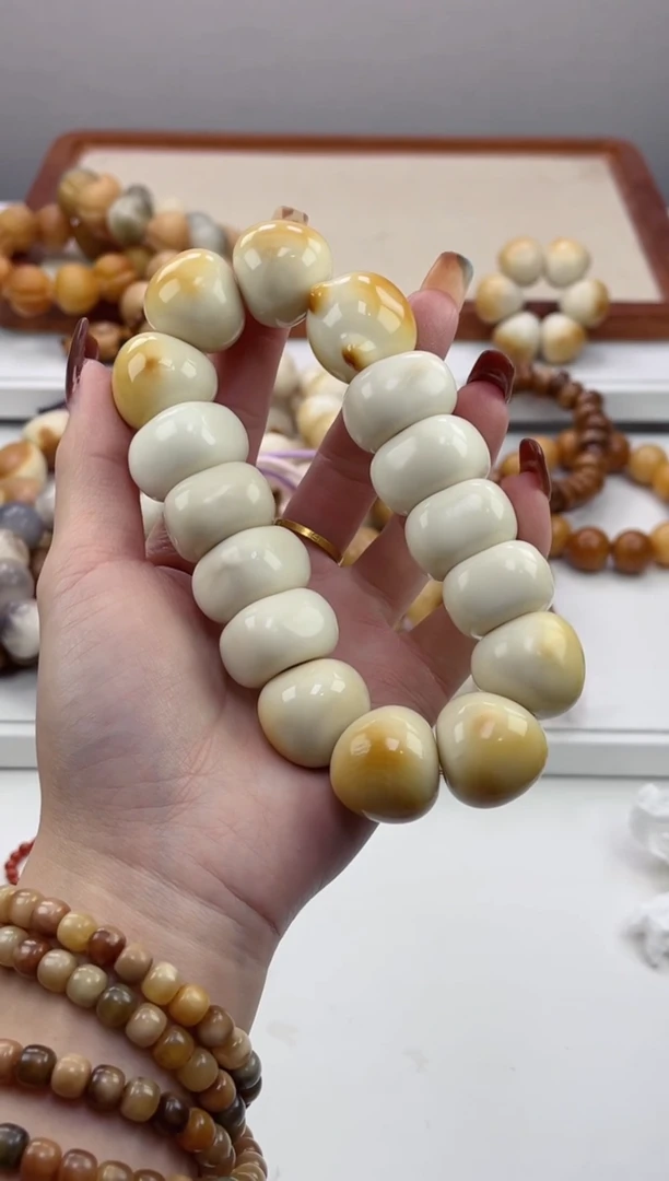 手串菩提根/象牙果象牙果猫头溏心蒜瓣藏扣20mm手持