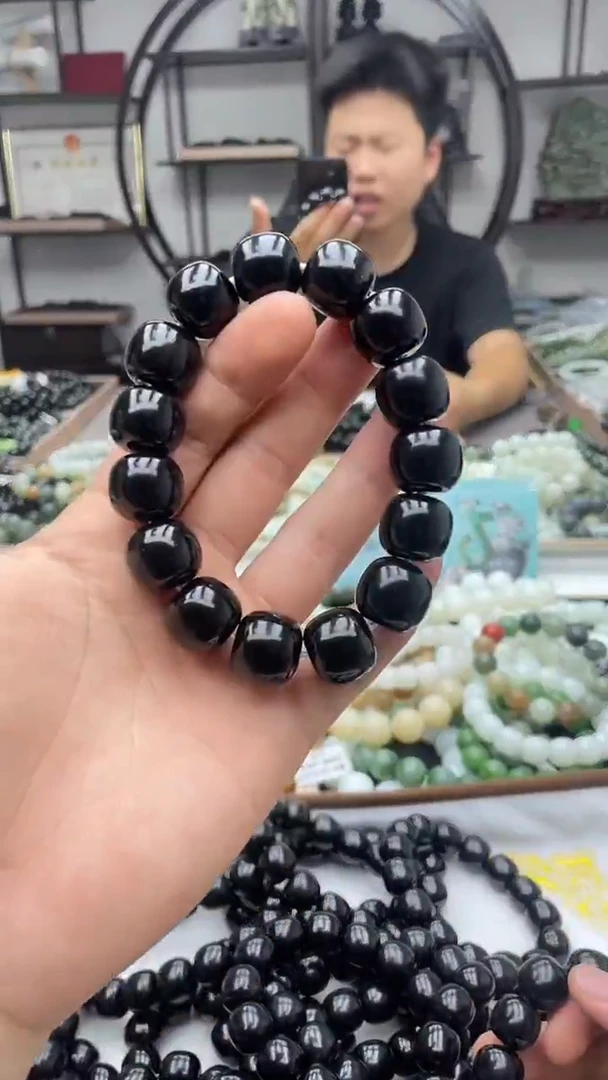 手串未镶嵌和田玉纯天然新疆塔县黑青16老型