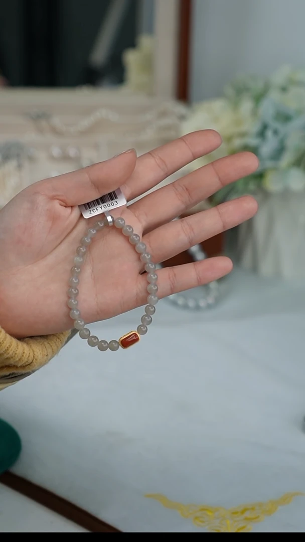 【闪购商品】和田玉手串银S925镶嵌手串 6mm