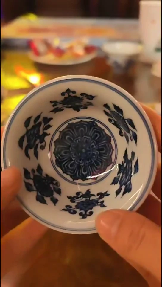 陶明**好青花压手杯无包装不退换5