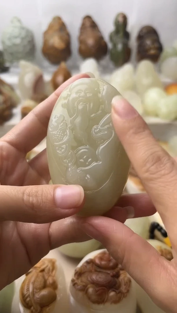 石材古青石棉纹正常不退换财神
