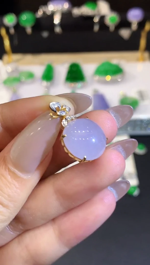 翡翠18K金镶嵌吊坠(不含链)L1535多样性发其一