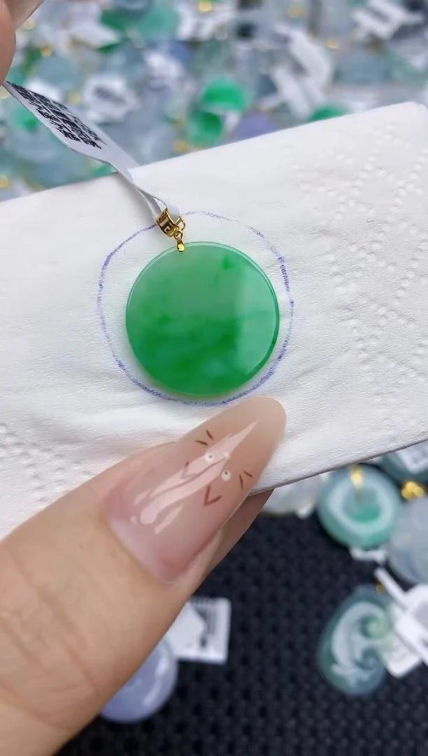 翡翠18K金镶嵌颈饰338   天然翡翠A货
