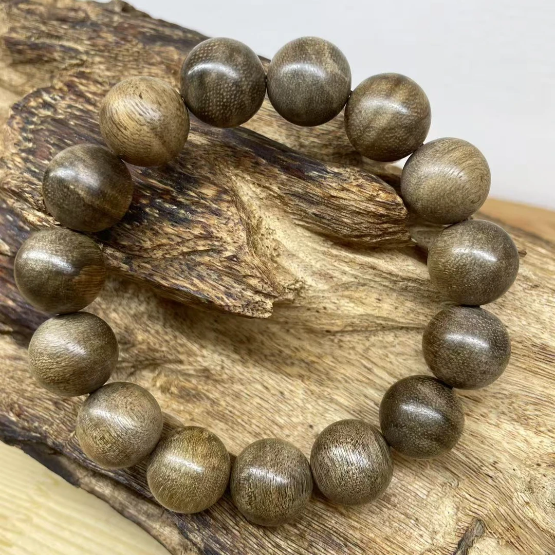 沉香「墨云」单圈圆珠15mm收藏级天然黑油格 【双十二】