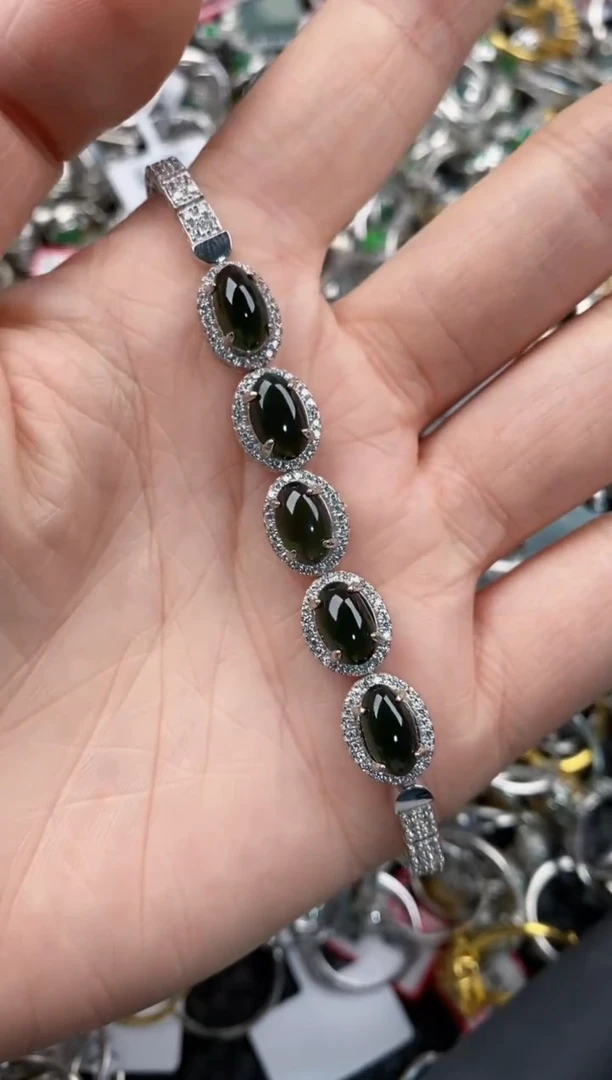 银S925镶嵌戒指翡翠777                101