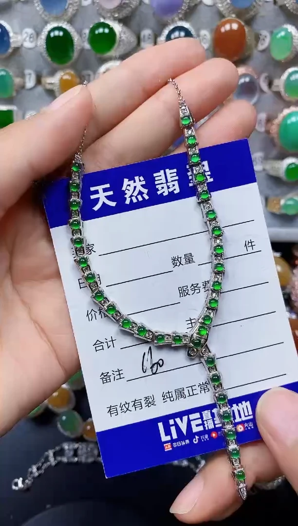 翡翠银S925镶嵌颈饰0160
