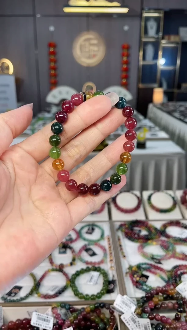 收藏级老矿碧玺单圈手串8mm+未镶嵌碧玺hon多样性发货一条