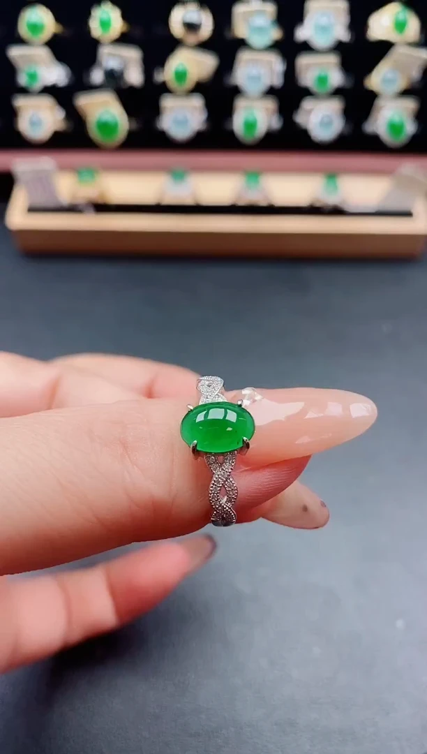 银S925镶嵌戒指翡翠1