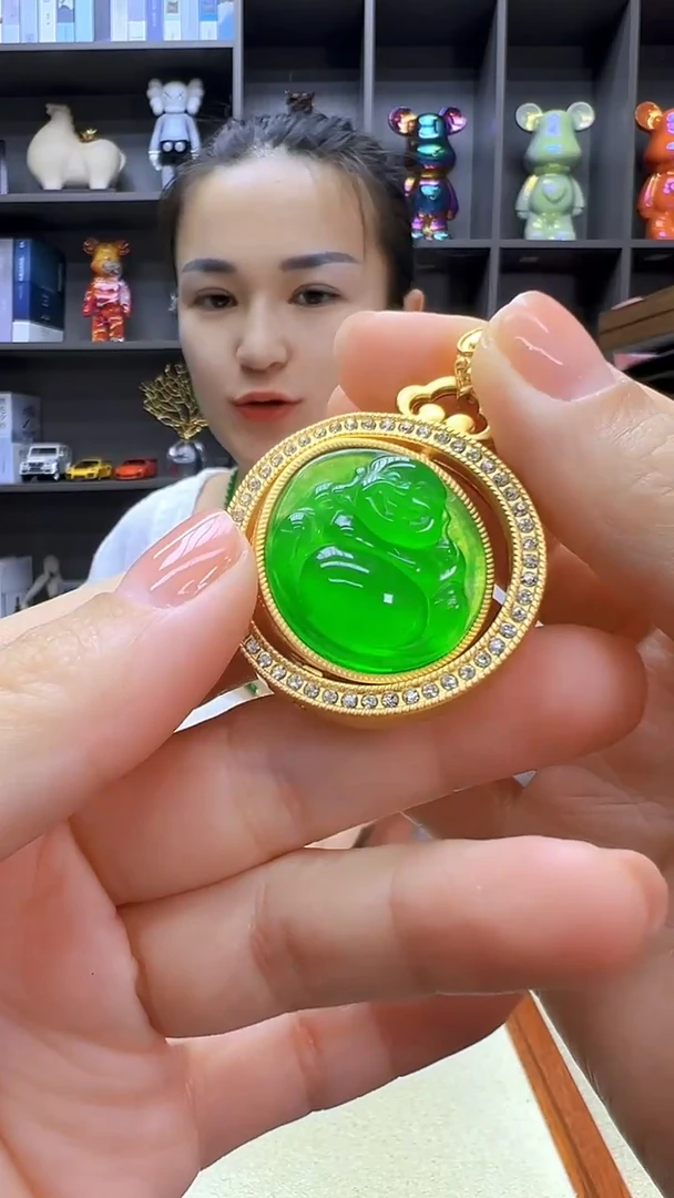 翡翠14K金镶嵌颈饰丹丹diy劲饰