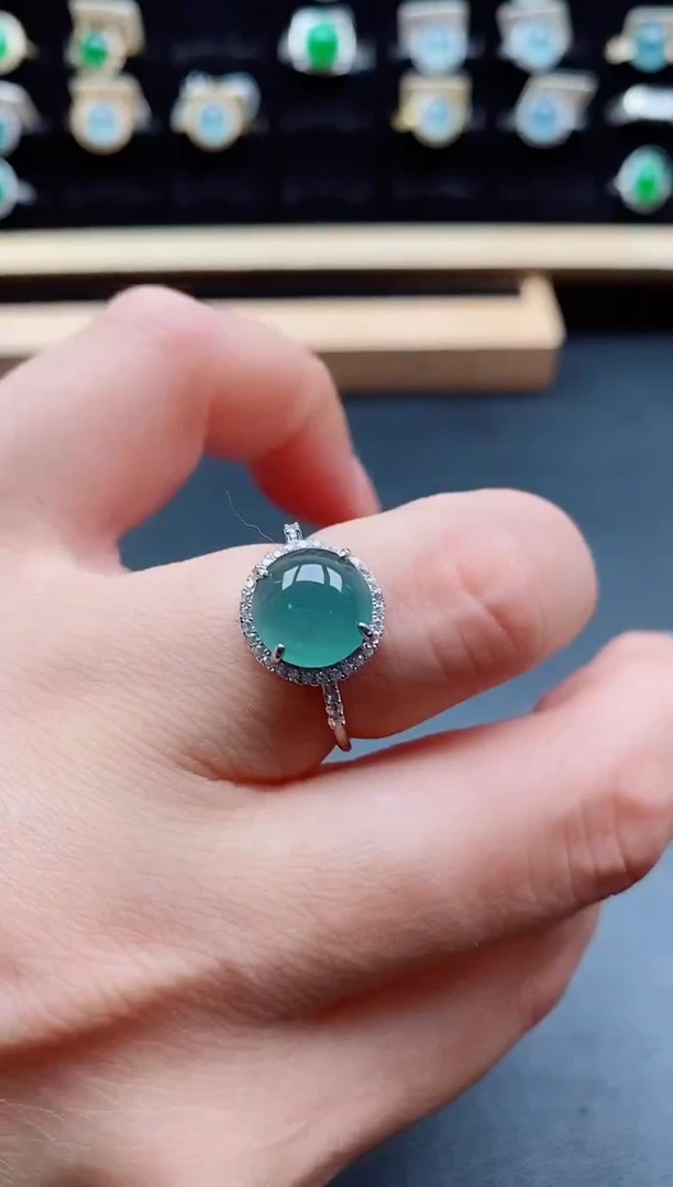 银S925镶嵌戒指翡翠1