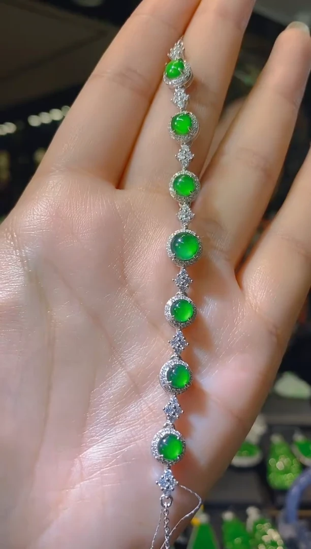 【闪购商品】翡翠手链银S925镶嵌065（多样性发货）