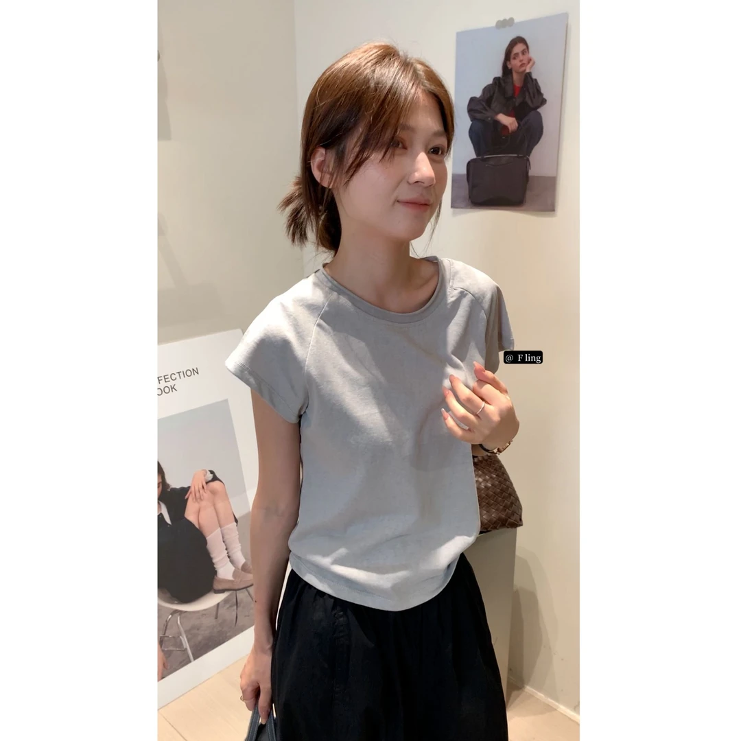 【芳龄F.LING】至简 圆领显瘦T恤短袖休闲时尚百搭韩版FL0766