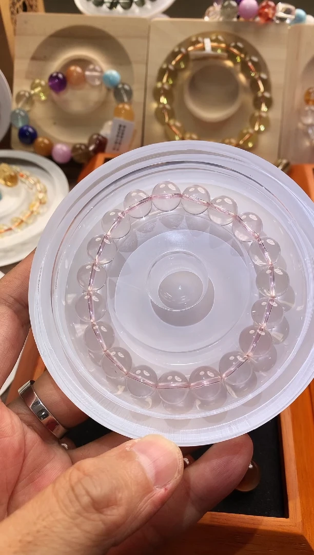 水晶手链未镶嵌天然粉水晶手串