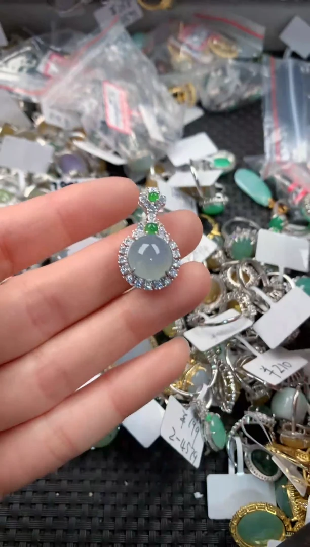 银S925镶嵌戒指翡翠333   3