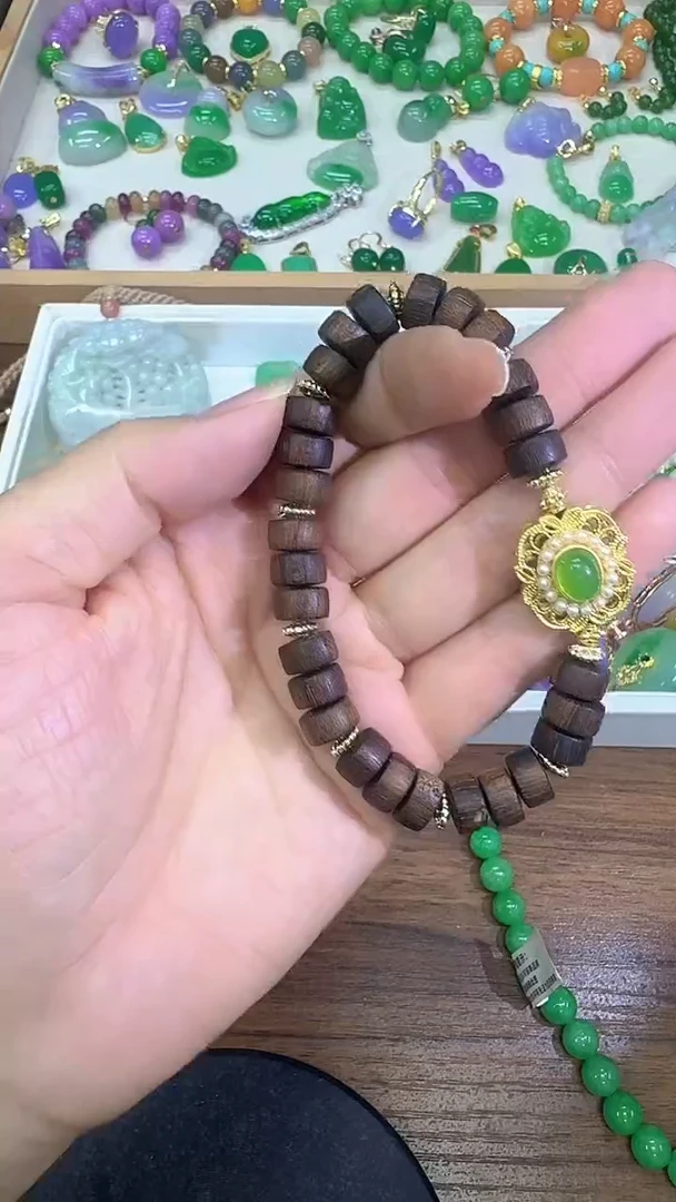未镶嵌手链翡翠木盘珠手串