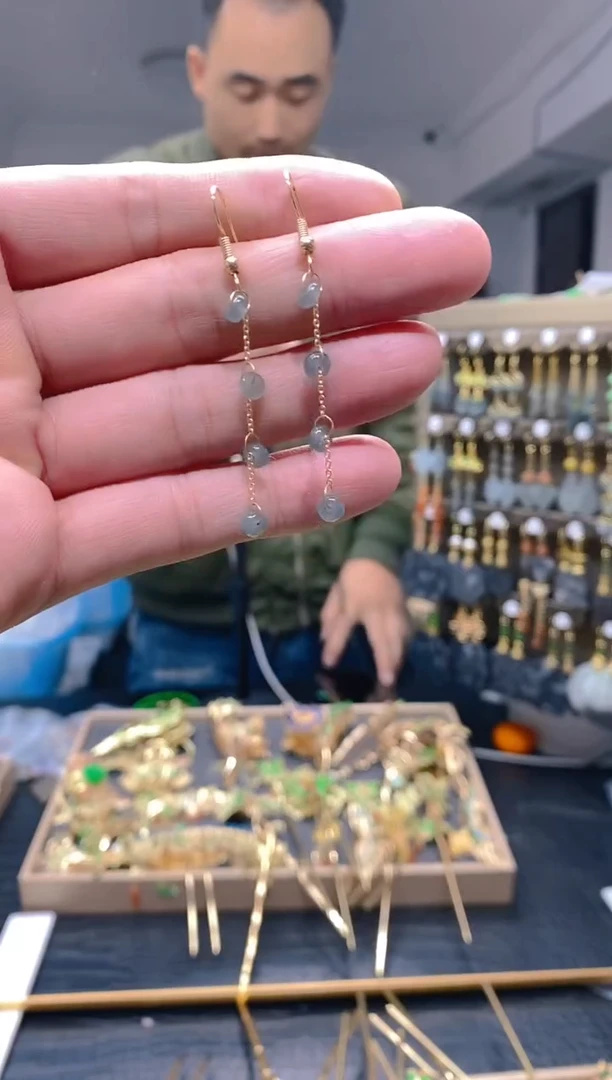 【闪购商品】翡翠耳饰合金95翡翠耳钩