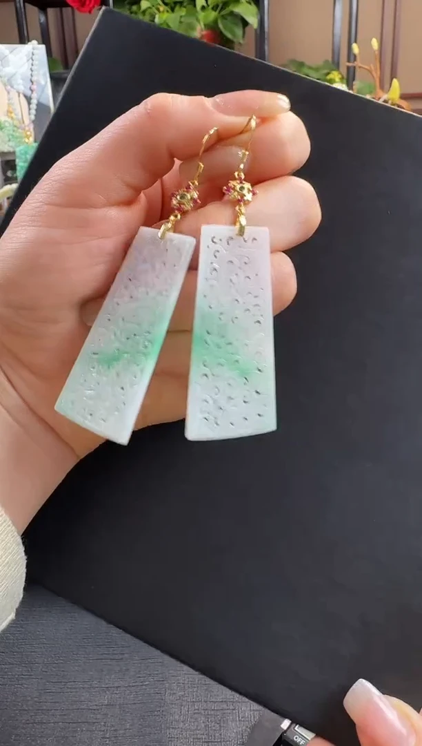 银S925镶嵌翡翠耳饰耳饰