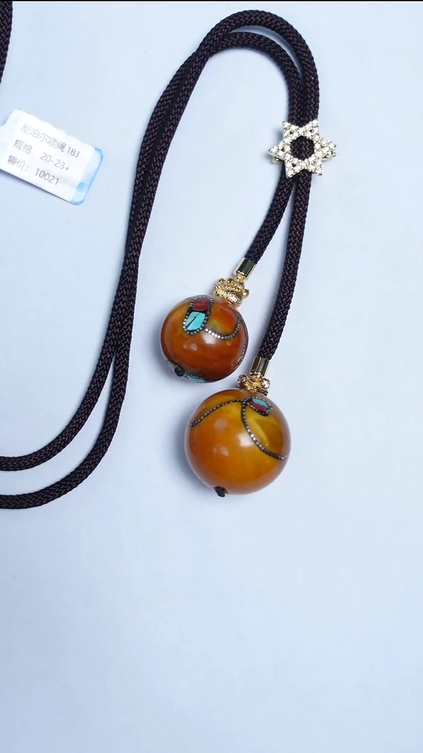蜜蜡颈饰未镶嵌尼泊尔花蜡圆珠吊坠20-23mm