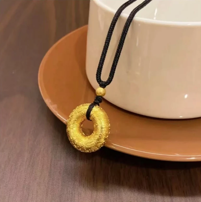 合金吊坠 实心厚平安扣项链手编项链绳情侣传承挂坠编织时尚项坠