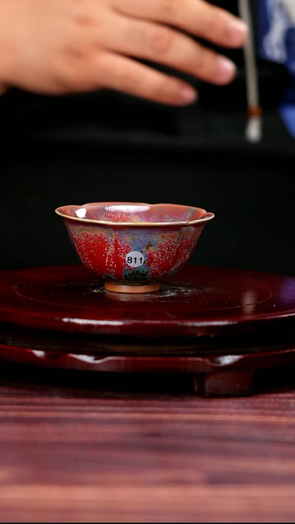 811#李朝斐一级品原矿钧瓷花口杯