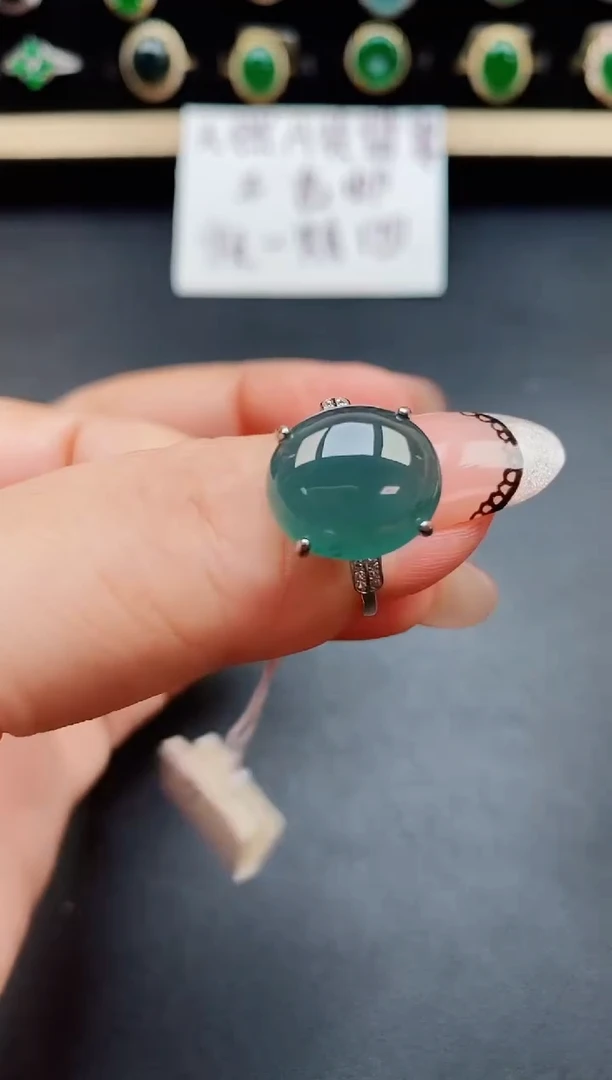 翡翠戒指银S925镶嵌50805