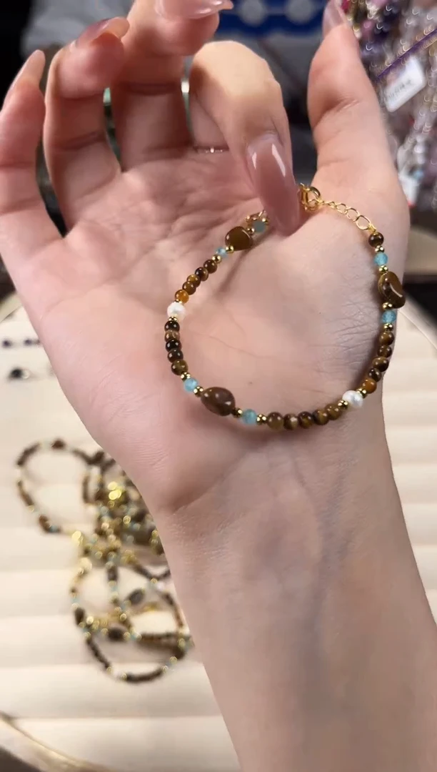 手链未镶嵌水晶虎眼珠珠设计款手链