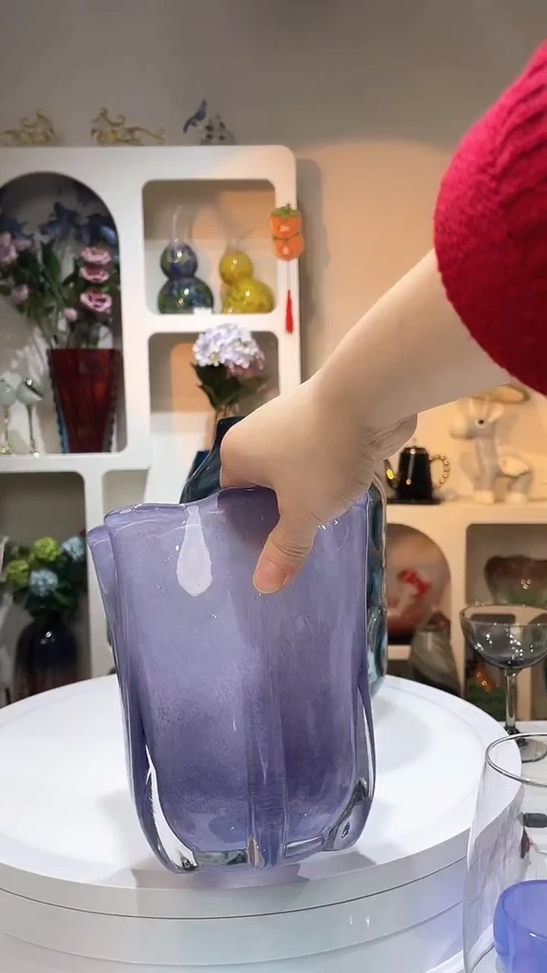 【闪购商品】琉璃18高琉璃白菜紫色花瓶