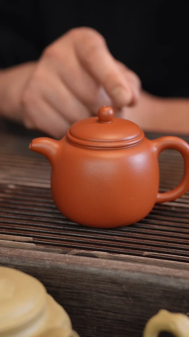 茶壶紫砂匏尊 朱泥 半手工 190cc