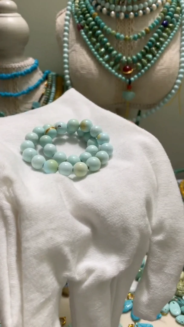 未镶嵌绿松石珠宝半成品6.6mm圆珠手串